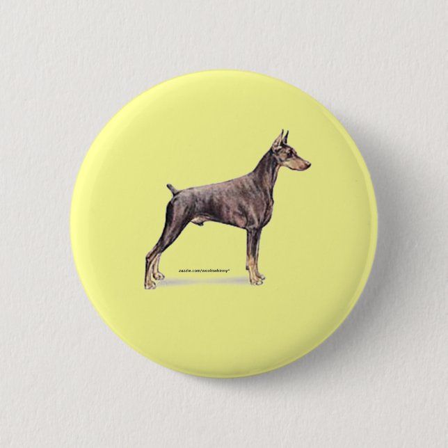 Doberman Pinscher 2 Inch Round Button (Front)