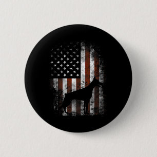 Doberman Pinscher American Flag Patriotic Gifts  2 Inch Round Button
