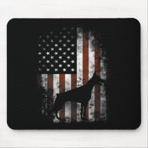 Doberman Pinscher American Flag Patriotic Gifts  Mouse Pad