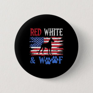 Doberman Pinscher American Flag Usa Red White And 2 Inch Round Button