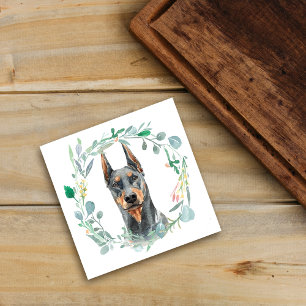 Doberman Pinscher Aquarelle Wreath Carreaux en cér