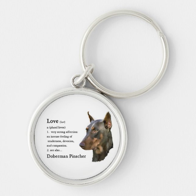 Doberman Pinscher Art Love Is... Keychain (Front)