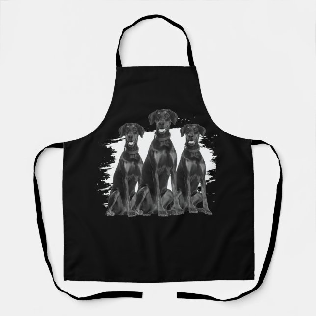 Doberman Pinscher Black Dog Owner Pet Animal Lover Apron (Front)
