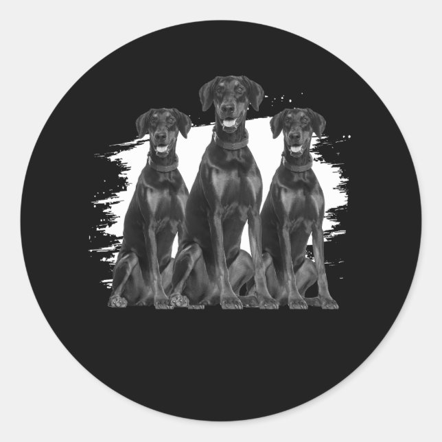 Doberman Pinscher Black Dog Owner Pet Animal Lover Classic Round Sticker (Front)