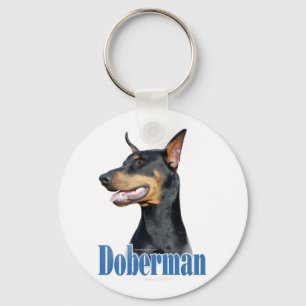 Doberman Pinscher (black) Name Keychain