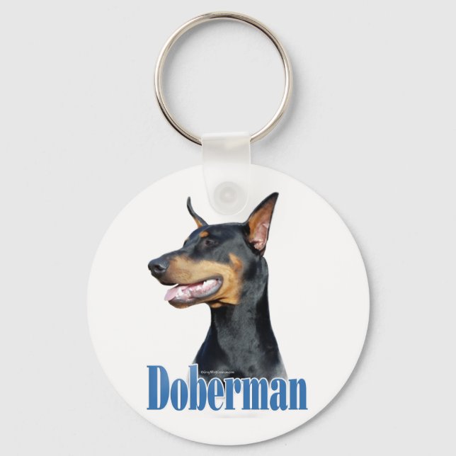 Doberman Pinscher (black) Name Keychain (Front)