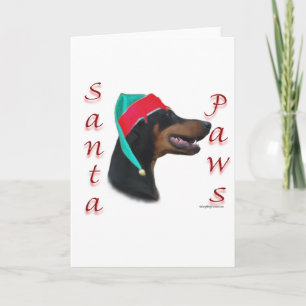Doberman Pinscher (blk) Santa Paws Holiday Card