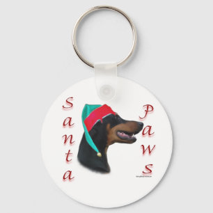 Doberman Pinscher (blk) Santa Paws Keychain