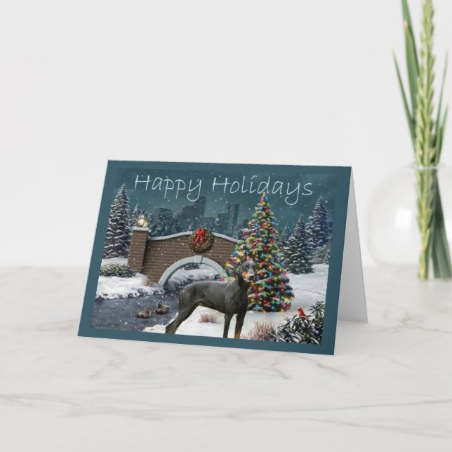 Doberman Pinscher Carte de Noël Soirée (Devant)