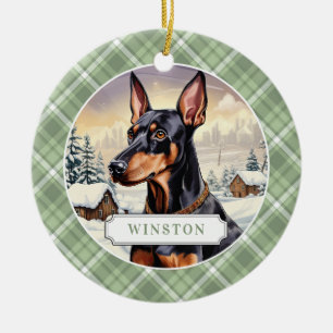 Doberman Pinscher Ceramic Circle Ornament