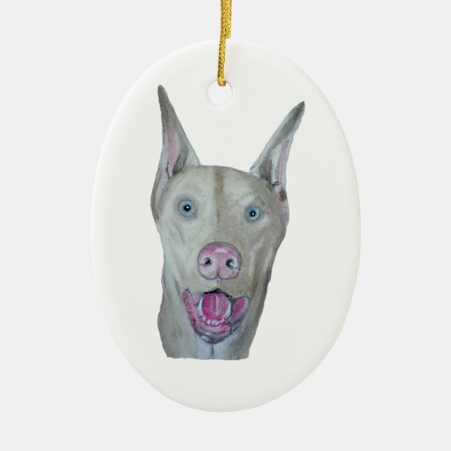 Doberman Pinscher Ceramic Ornament (Front)