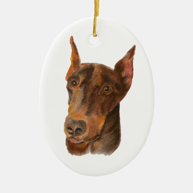 Doberman Pinscher  Ceramic Ornament (Front)