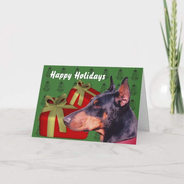 Doberman Pinscher Chien Carte de Noël (Devant)