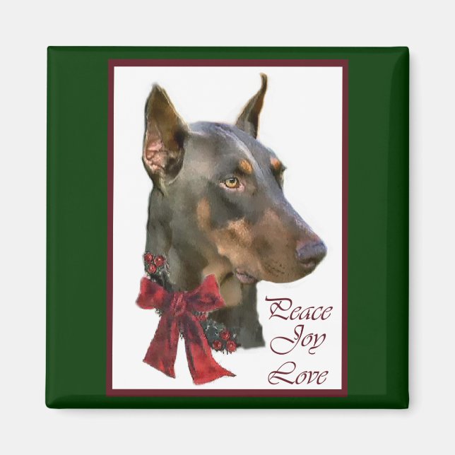 Doberman Pinscher Christmas Magnet (Front)