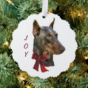 Doberman Pinscher Christmas Ornament Card
