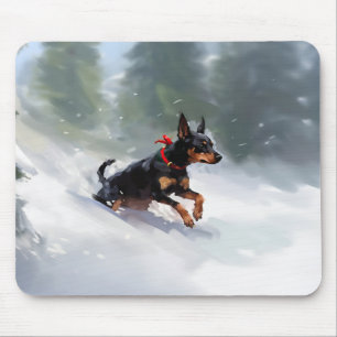 Doberman Pinscher Christmas snow winter Mouse Pad