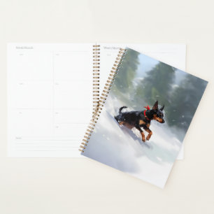 Doberman Pinscher Christmas snow winter Planner