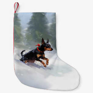 Doberman Pinscher Christmas snow winter Small Christmas Stocking