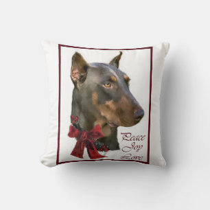Doberman Pinscher Christmas Throw Pillow