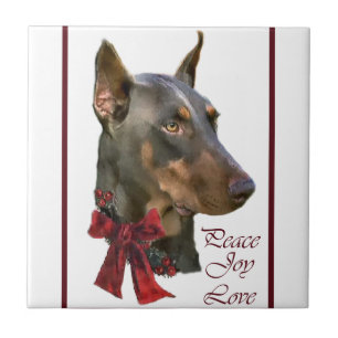 Doberman Pinscher Christmas Tile