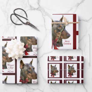 Doberman Pinscher Christmas Wrapping Paper Sheet