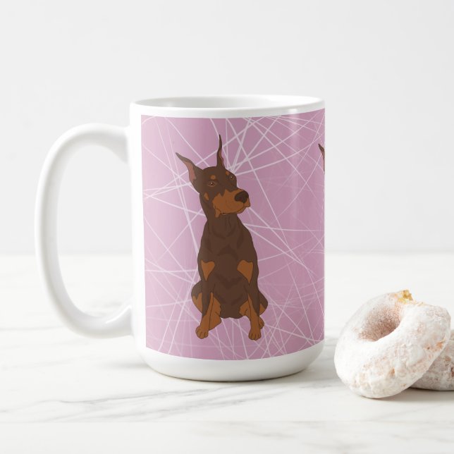 Doberman Pinscher Coffee Mug (With Donut)