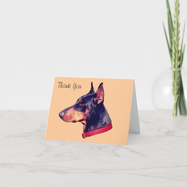 Doberman Pinscher Customizable Thank You Card (Front)
