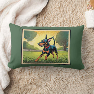 Doberman Pinscher Cut Back Support Sofa Lumbar Pillow