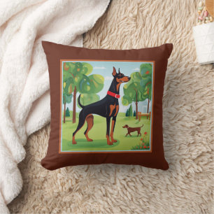 Doberman Pinscher Cute Sofa Throw Pillow