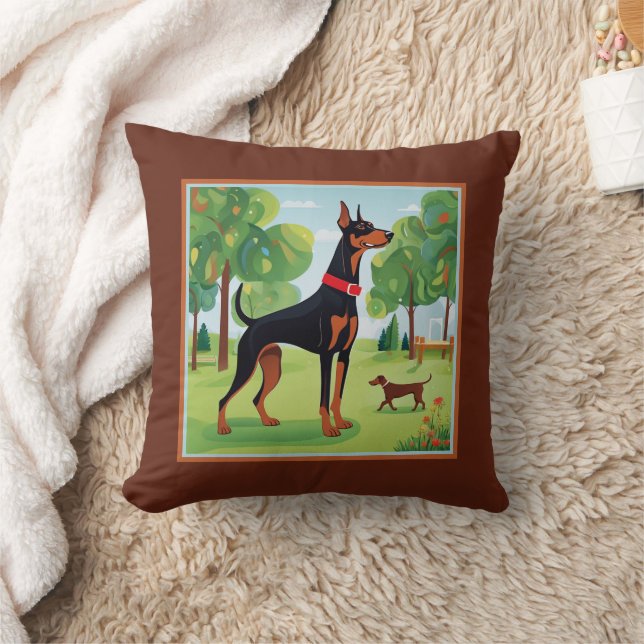 Doberman Pinscher Cute Sofa  Throw Pillow (Blanket)