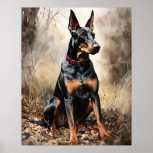 Doberman Pinscher Dog Art Print Poster