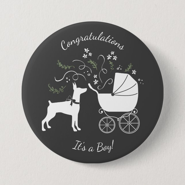 Doberman Pinscher Dog Baby Shower 3 Inch Round Button (Front)