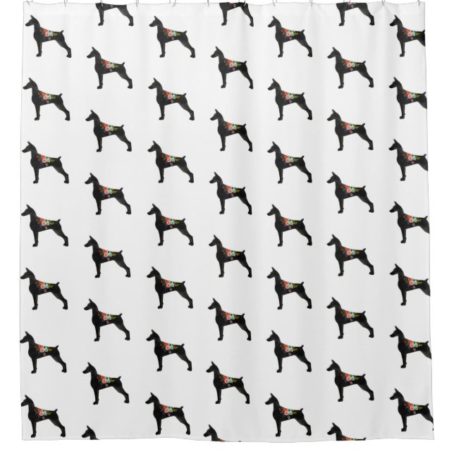 Doberman Pinscher Dog Breed Boho Floral Silhouette (Front)