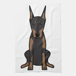 Doberman Pinscher Dog Cartoon Kitchen Towel