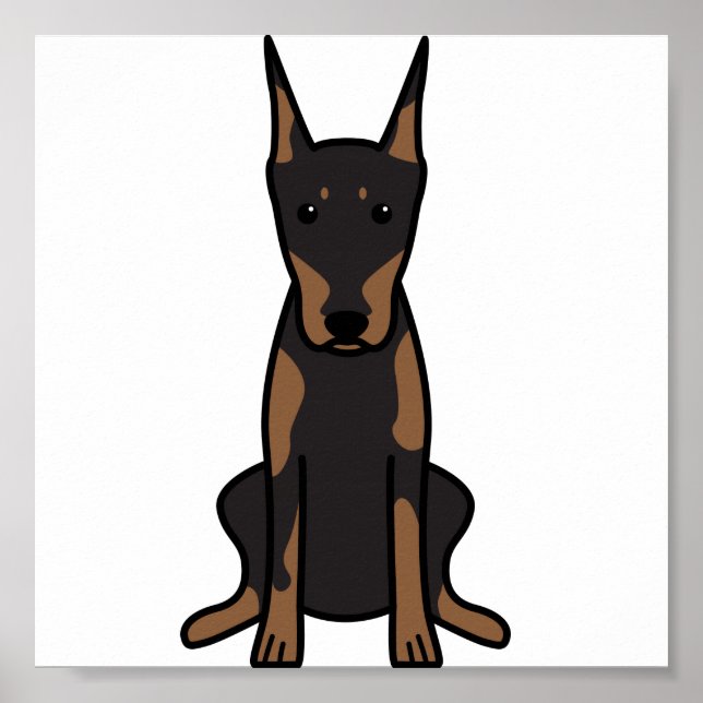 Doberman Pinscher Dog Cartoon Poster (Front)