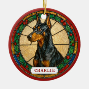 Doberman Pinscher Dog Ceramic Circle Ornament