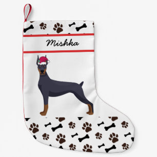 Doberman Pinscher Dog Christmas, Custom Dog Name Small Christmas Stocking