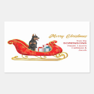 Doberman Pinscher Dog Christmas Sleigh Sticker