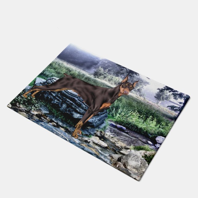 Doberman Pinscher Dog Doormat (Angled)