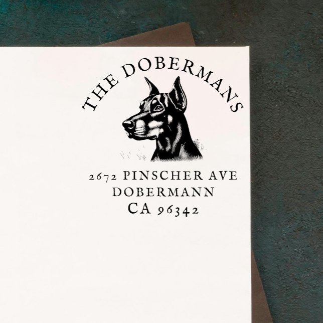 Doberman Pinscher Dog Family Name Return Address Rubber Stamp (Creator Uploaded)