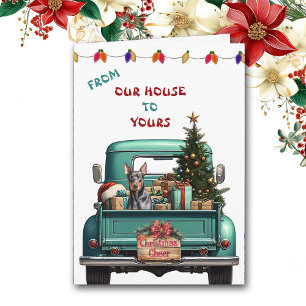 Doberman Pinscher Dog Farm Truck Carte de Noël
