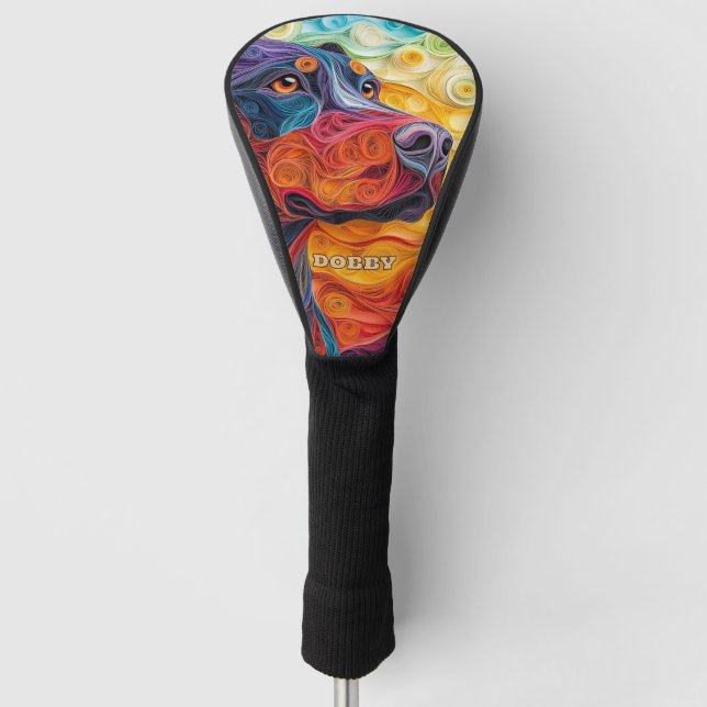 Doberman Pinscher Dog Golf Head Cover (Front)