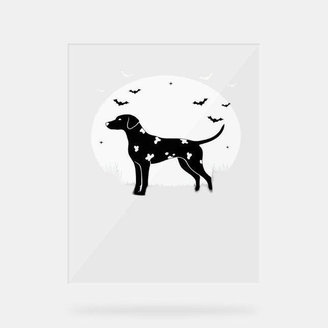 Doberman Pinscher Dog – Halloween Moon Silhouette  Acrylic Sign (Front)