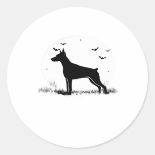 Doberman Pinscher Dog � Halloween Moon Silhouette Classic Round Sticker