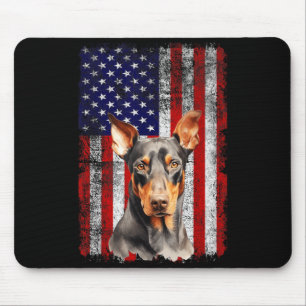 Doberman Pinscher Dog Lover Flag 4th of July Mouse Pad