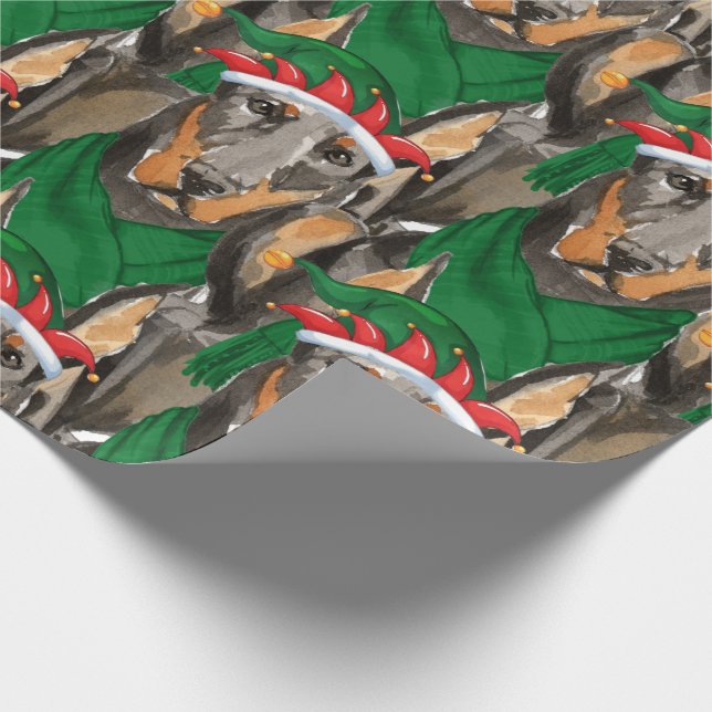 Doberman Pinscher Dog Lover Patterned Christmas Wrapping Paper (Corner)