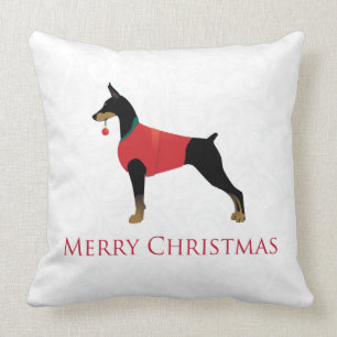 Doberman Pinscher Dog Merry Christmas Design Throw Pillow