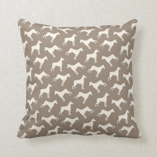 Doberman Pinscher Dog Pattern Tan and Cream Throw Pillow