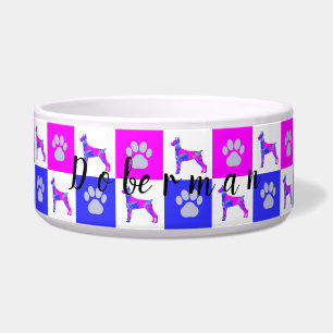 Doberman Pinscher Dog & Paw Hot Pink & Blue