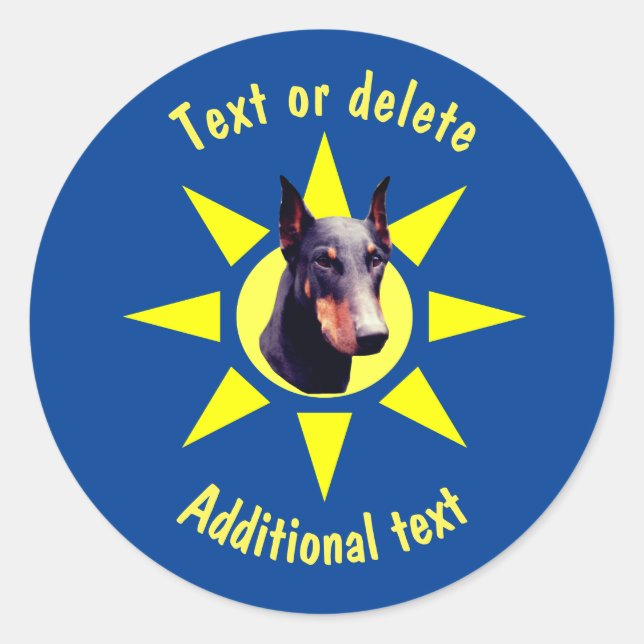 Doberman Pinscher Dog Personalized Classic Round Sticker (Front)